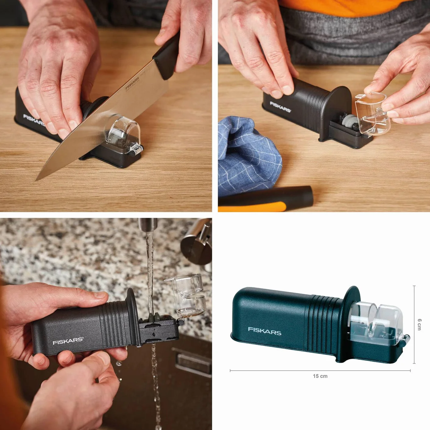 FISKARS Ostrzałka do noży Roll-Sharp z ceramicznym kamieniem szlifierskim, czarna