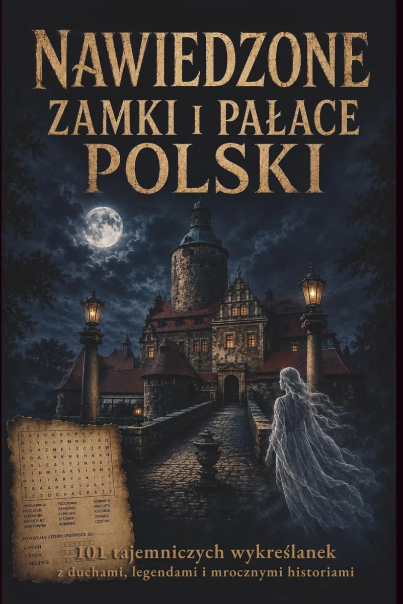 Nawiedzone Zamki i Pałace Polski: 101 tajemniczych wykreślanek z duchami, legendami i mrocznymi historiami