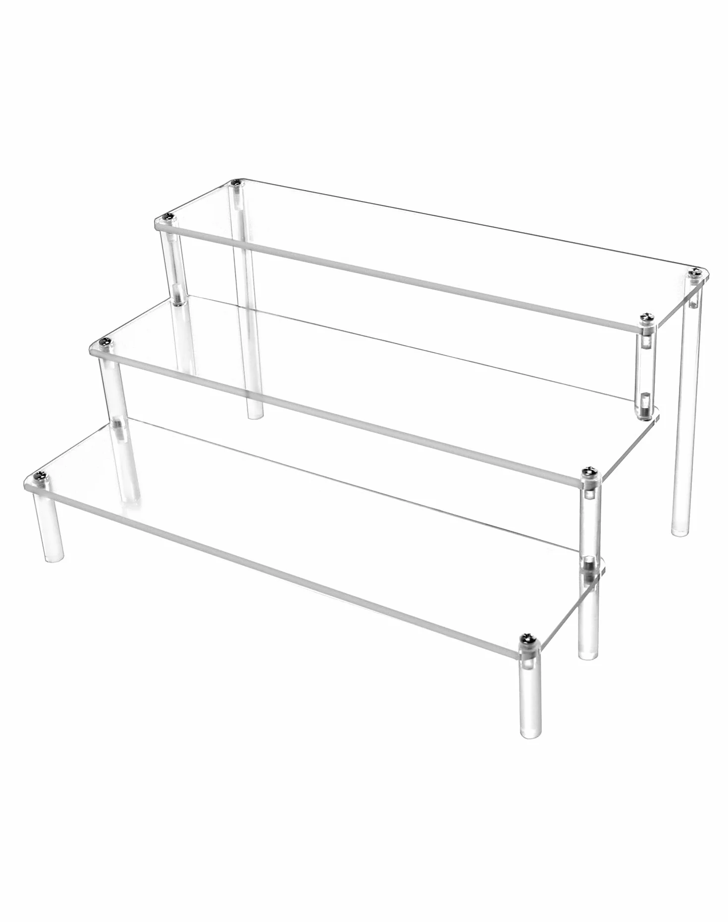 QWORK® 3-warstwowy stojak akrylowy, przezroczysta akrylowa półka ekspozycyjna na figurki, biżuterię, babeczkę, szminkę, lakier do paznokci, przyprawę, 30 x 21 x 15 cm