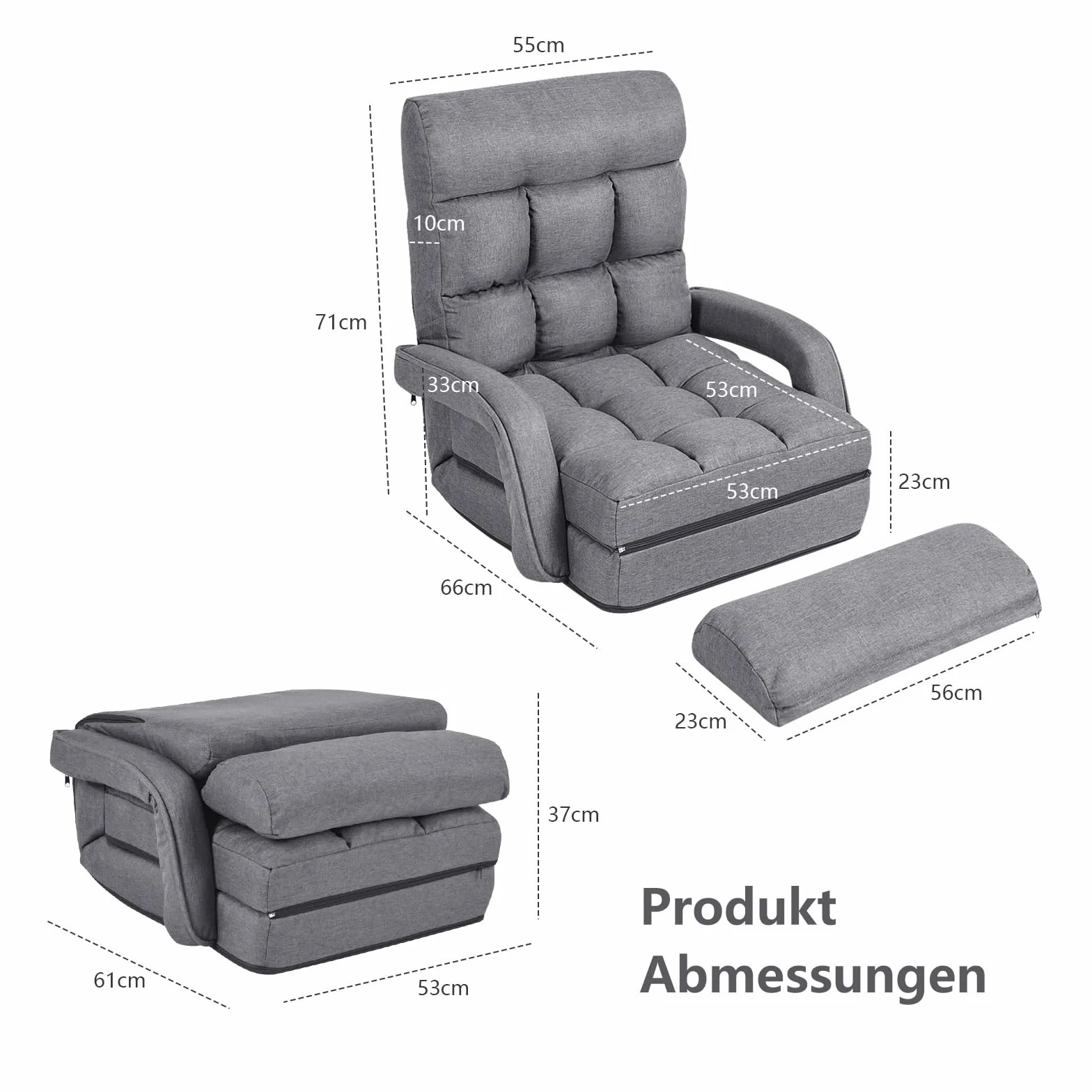 COSTWAY Składana sofa regulowana tapicerowana łóżko z podłokietnikami poduszkami