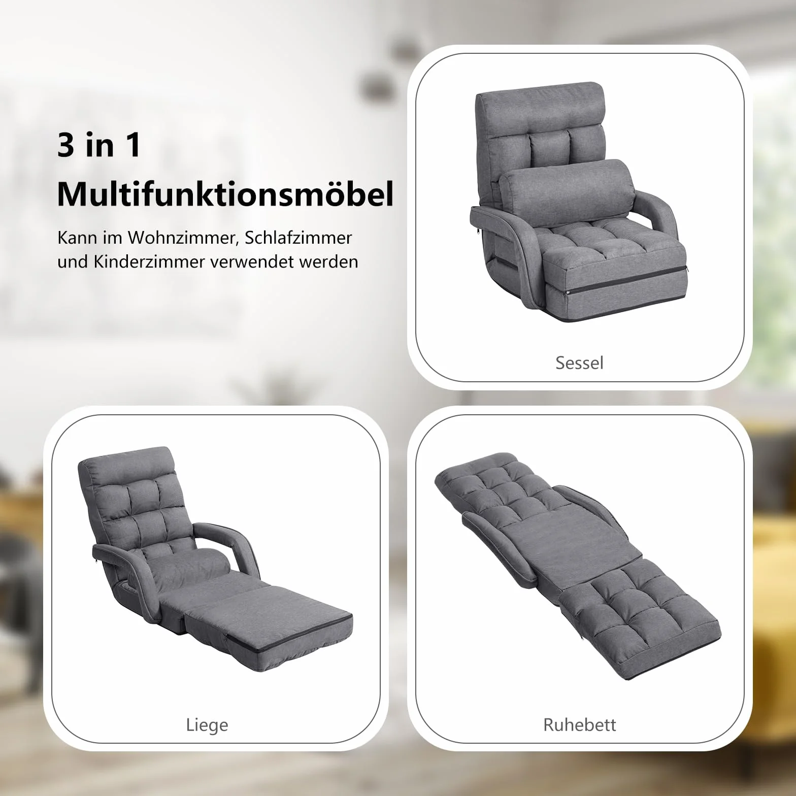 COSTWAY Składana sofa regulowana tapicerowana łóżko z podłokietnikami poduszkami