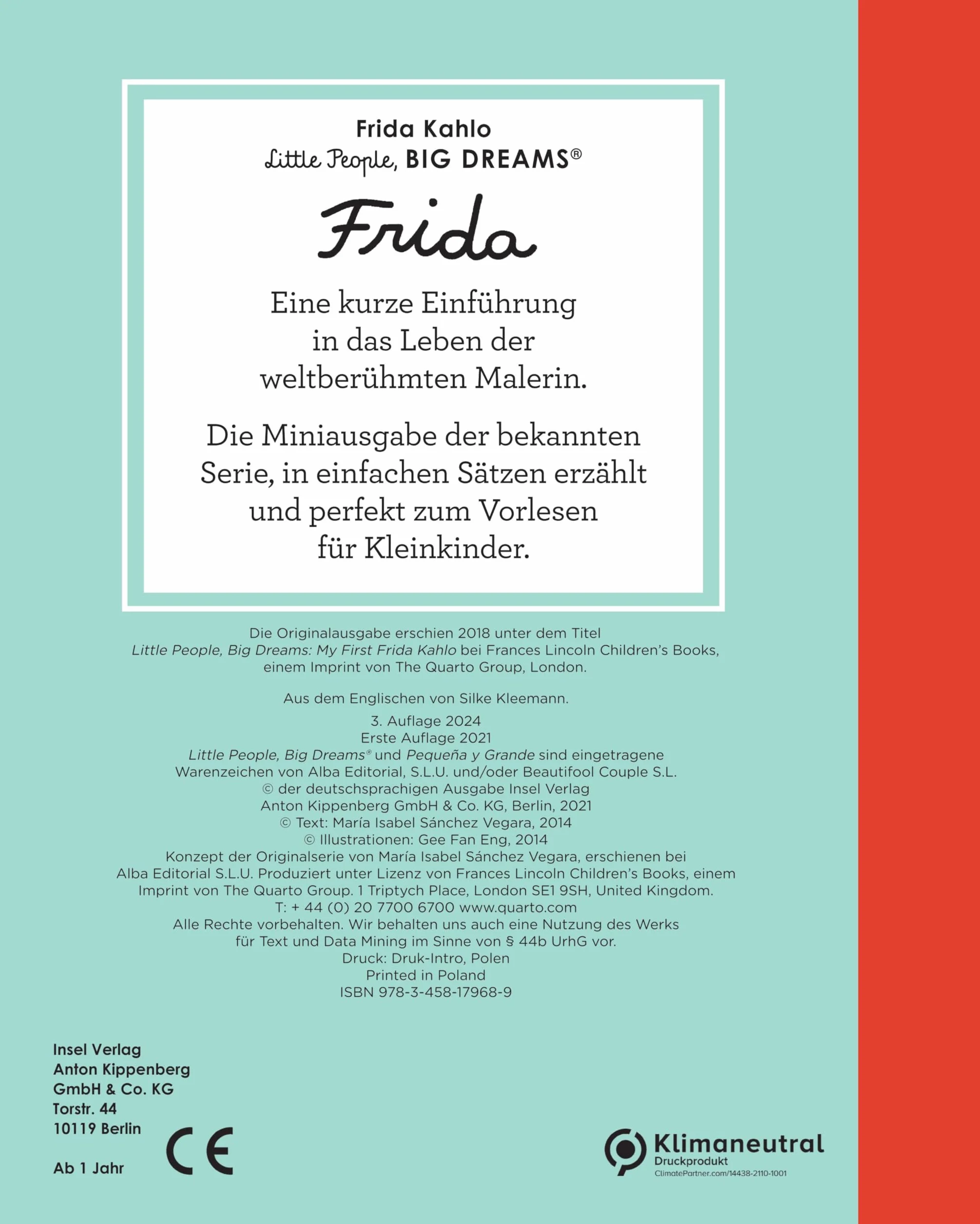 Frida Kahlo - Little People, BIG DREAMS. Mini (Deutsche Ausgabe): Pappbilderbuch mit abgerundeten Ecken für Kinder von 1 bis 3 Jahren
