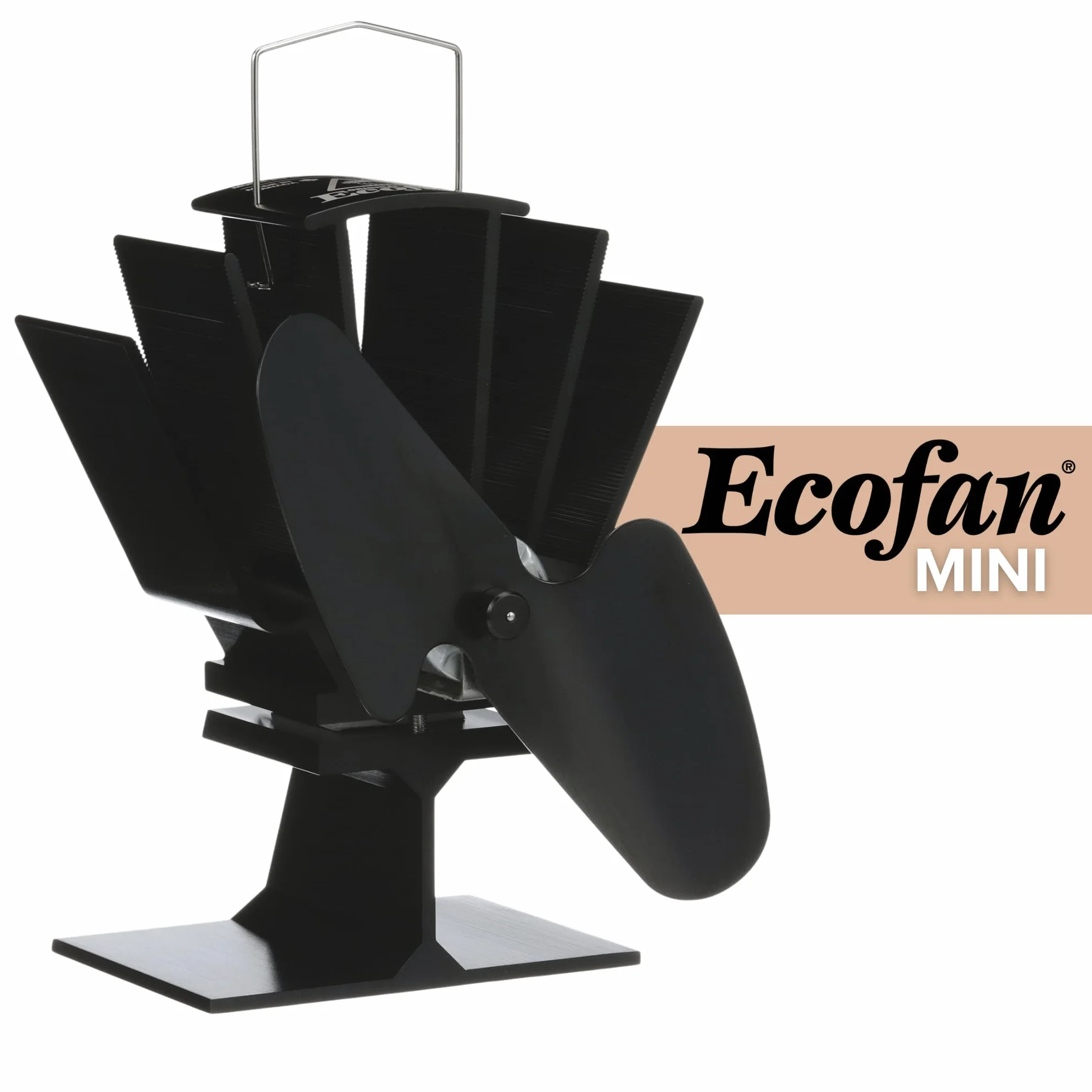 Ecofan Oryginalny mini, 815CAXBX, klasyczny styl, zasilany termicznie wentylator na drewno, 85 CFM, czarne ostrze 16,5 cm
