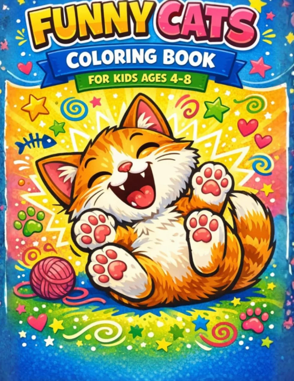 Funny Cats Coloring Book for Kids Ages 4–8