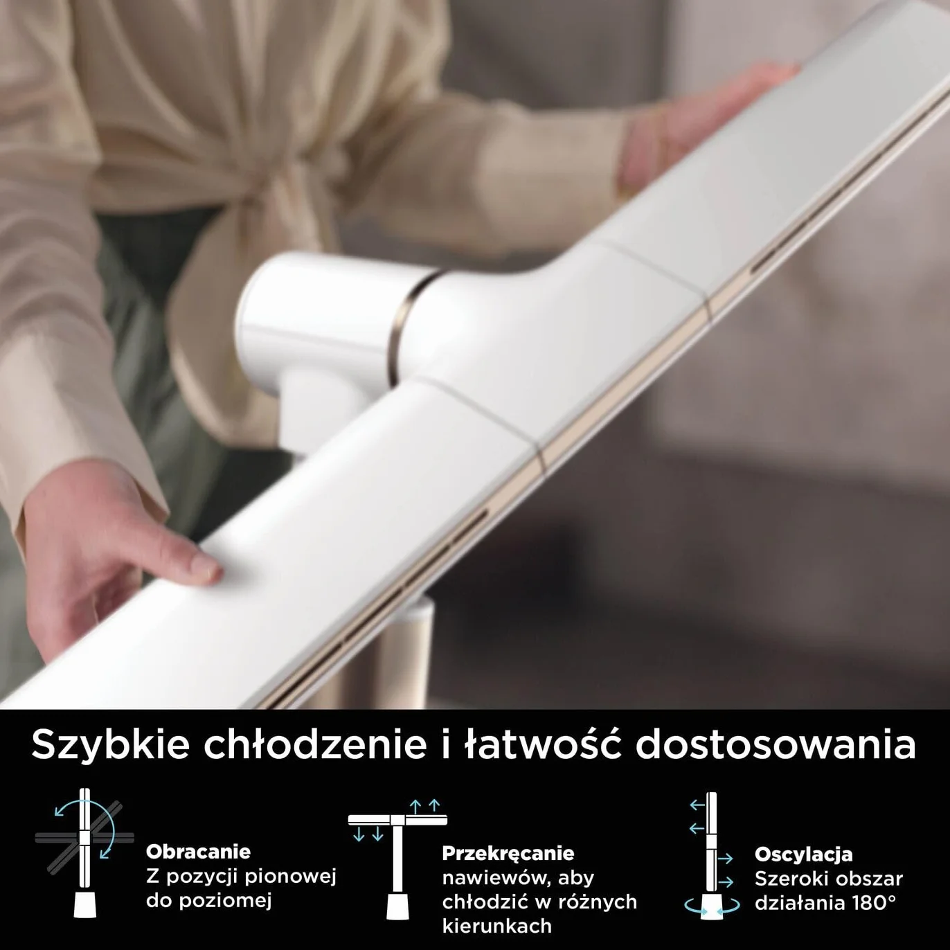 Shark TurboBlade bezłopatkowy wentylator wieżowy, szybki i wielokierunkowy, nawiew do 20 m, ciche działanie, 10 prędkości, obrotowy, oscylacja 180°, pilot, timer, łatwe czyszczenie, Gołębi TF200SEUWH