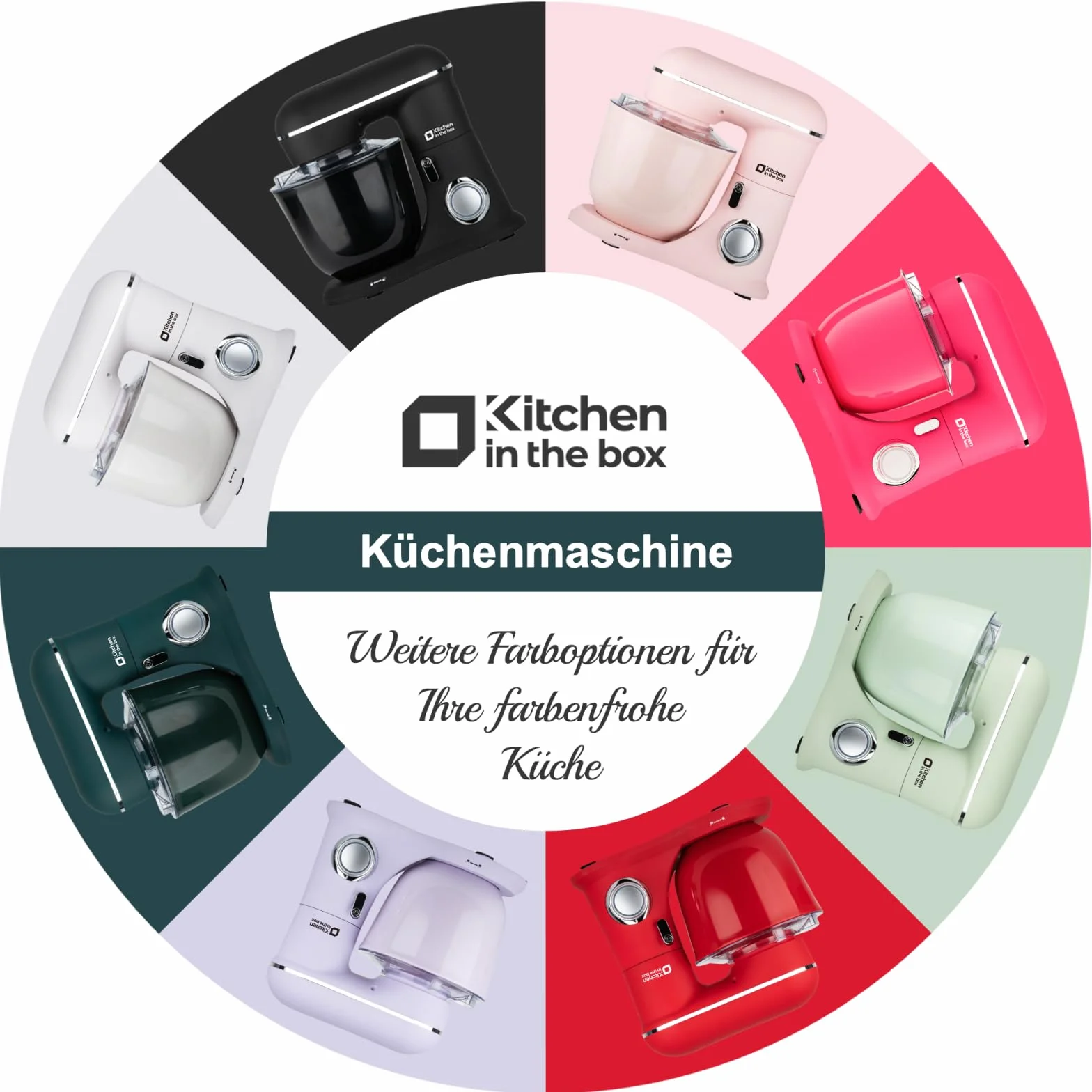 Kitchen in the box robot kuchenny, 4,5 L i 5 L maszyna do ugniatania ciasta, mikser ciasta z 10+P prędkościami z hakiem do zagniatania, mieszadłem i trzepaczką, 1300 W, fioletowy