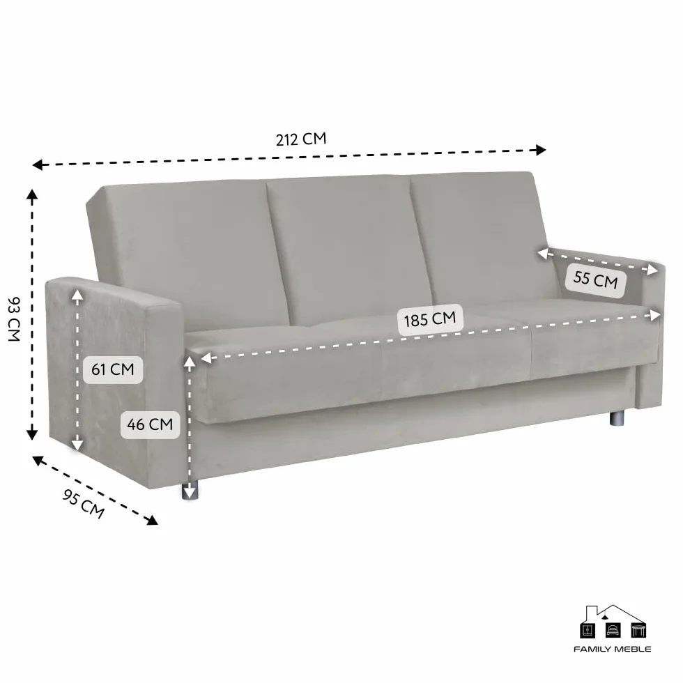 sofa, model Alicja, sofa z funkcją spania, tapczan, sofa z funkcją spania z skrzynią na pościel, sofa do salonu, wygodna do relaksu, elegancki design, do salonu, sypialni, New Velo 107