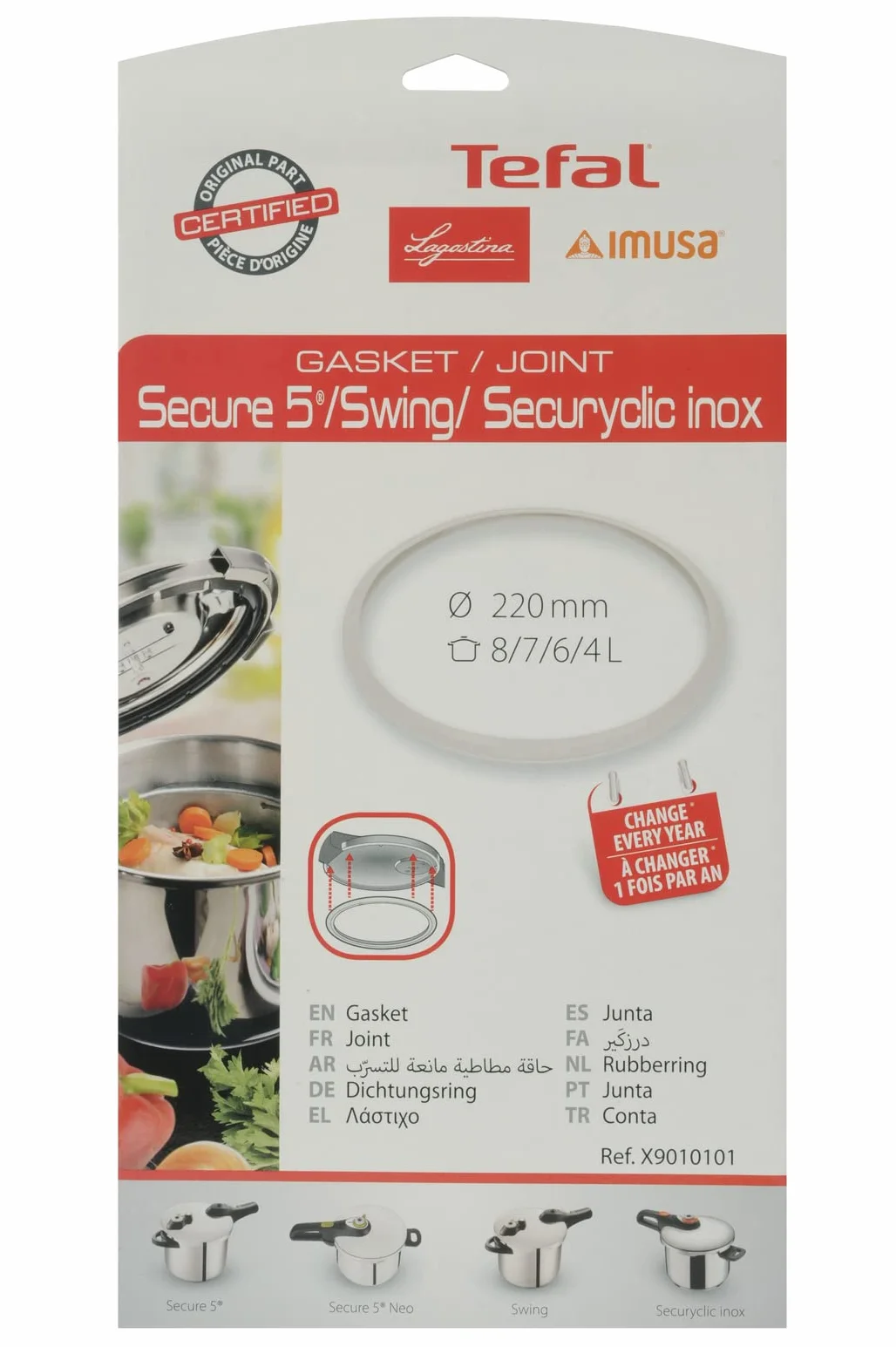 Tefal Secure 5 X90101 pierścień uszczelniający, biały