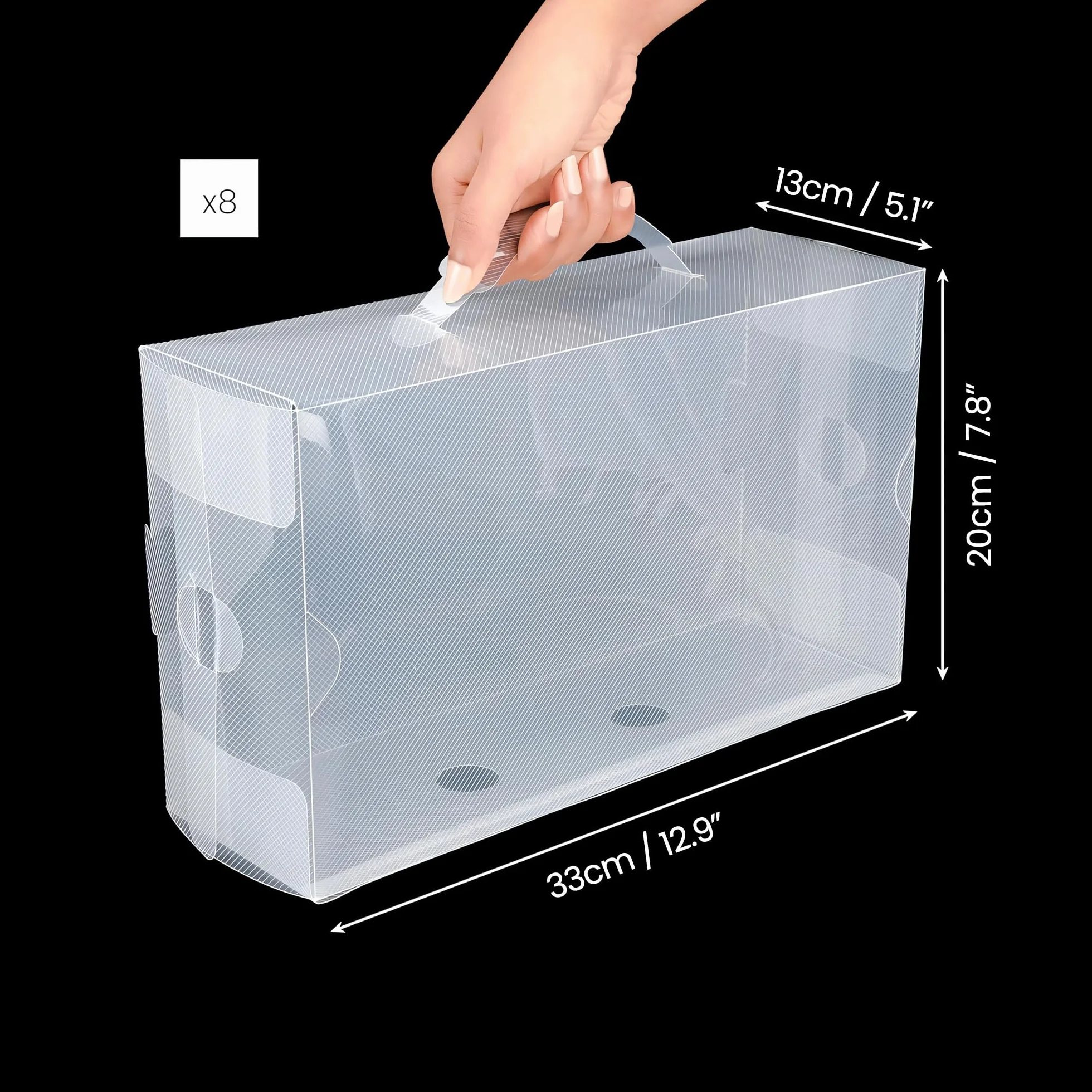 Kurtzy Zestaw 10 przezroczystych plastikowych pudełek do przechowywania butów 33 x 20 x 13 cm składane