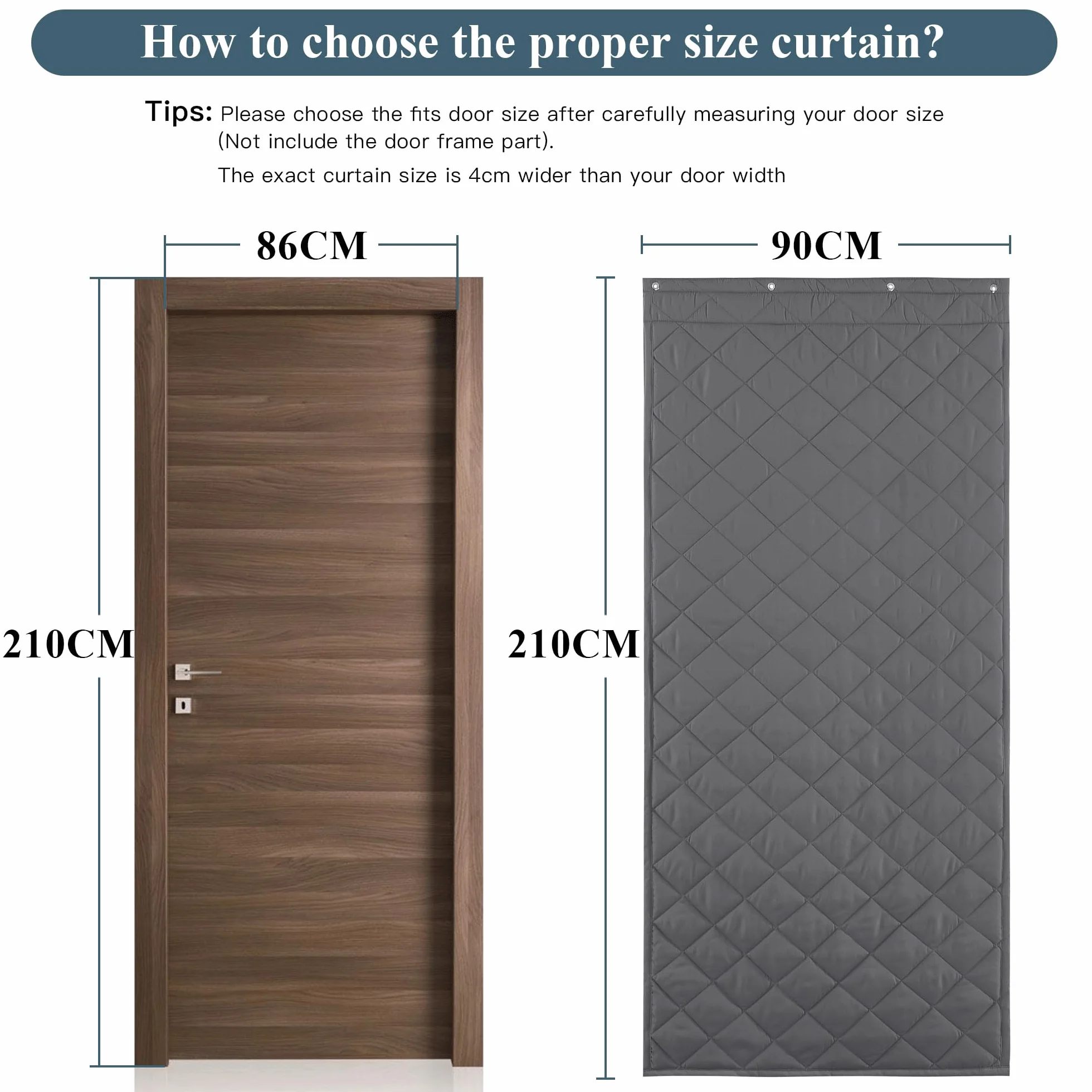 Zasłona drzwiowa 90 x 210 cm szara wiatroszczelna ochrona przed zimnem i dźwiękiem