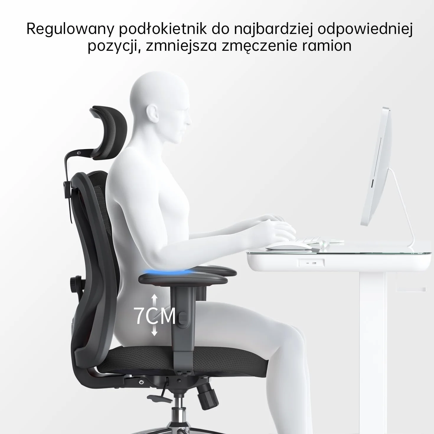 SIHOO Ergonomiczne krzesło biurowe,komputerowe z regulowanym podparciem lędźwiowym i zagłówkiem, oddychające siatkowe krzesło do gier z wygodną grubą poduszką i regulowanymi podłokietnikami (czarne)