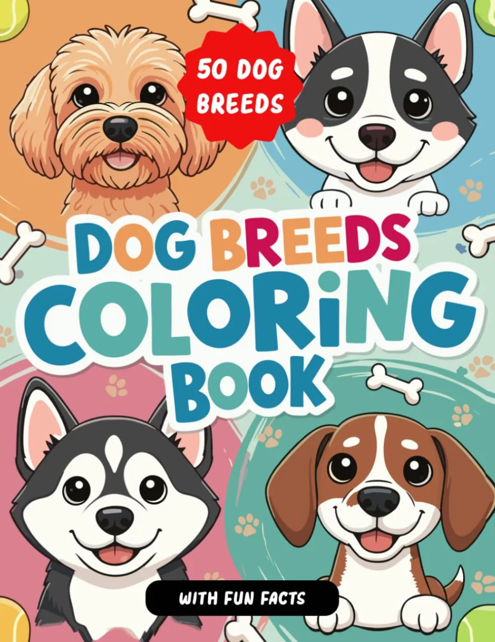 Dog Breeds Coloring Book for Kids: With Amazing Facts to Color and Learn