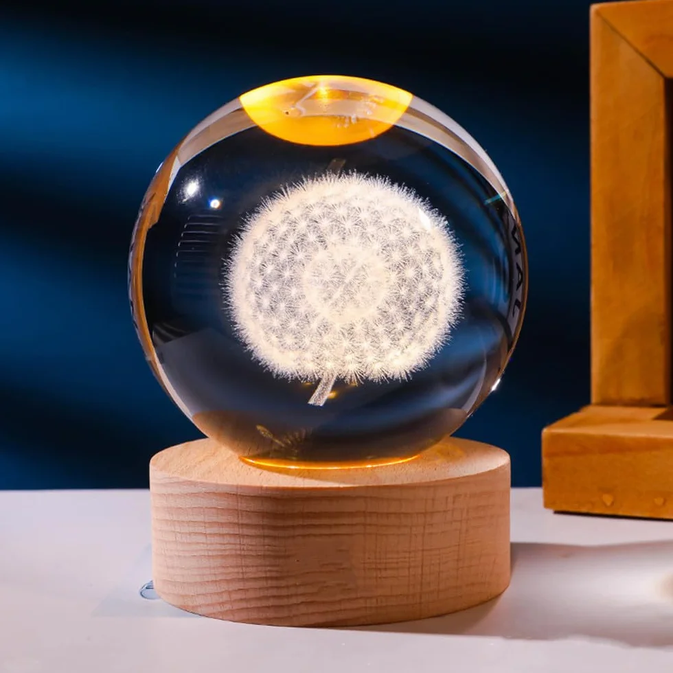 Kryształowa kula mniszka lekarskiego figurka Feng shui biuro dekoracyjne szklane kule burzowe ozdoby posąg mniszka lekarskiego rzemiosło (60 mm)