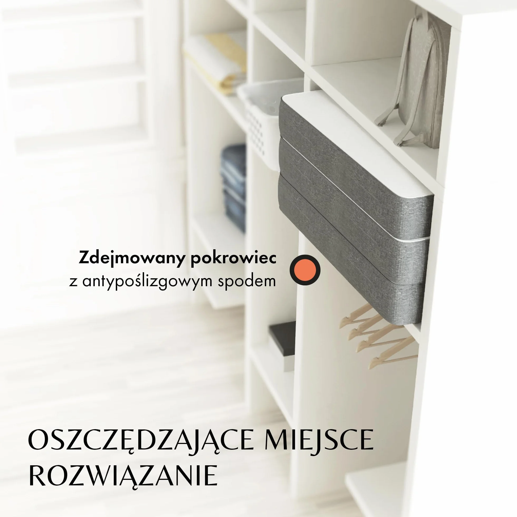 DYNMC rozkładana sofa łóżko dla gości 2- BARDZO DOBRY test - H3 średnio twardy materac składany - składany materac dla gości (Szary/Biały, Jednoosobowy)