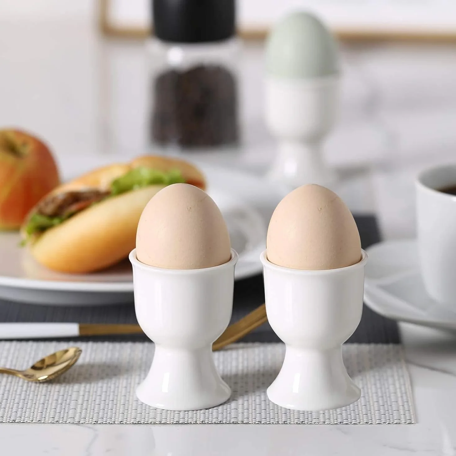 Mujiluxe Zestaw kieliszków do jajek ceramicznych 6 sztuk biały