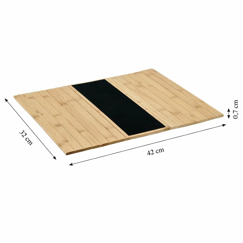 KESPER® | Taca na sofę, materiał: bambus z certyfikatem FSC® – antypoślizgowa półka na podłokietniki, wodoodporna, składana, wymiary: 42 x 34 x 0,7 cm, kolor: brązowy, czarny | 58824