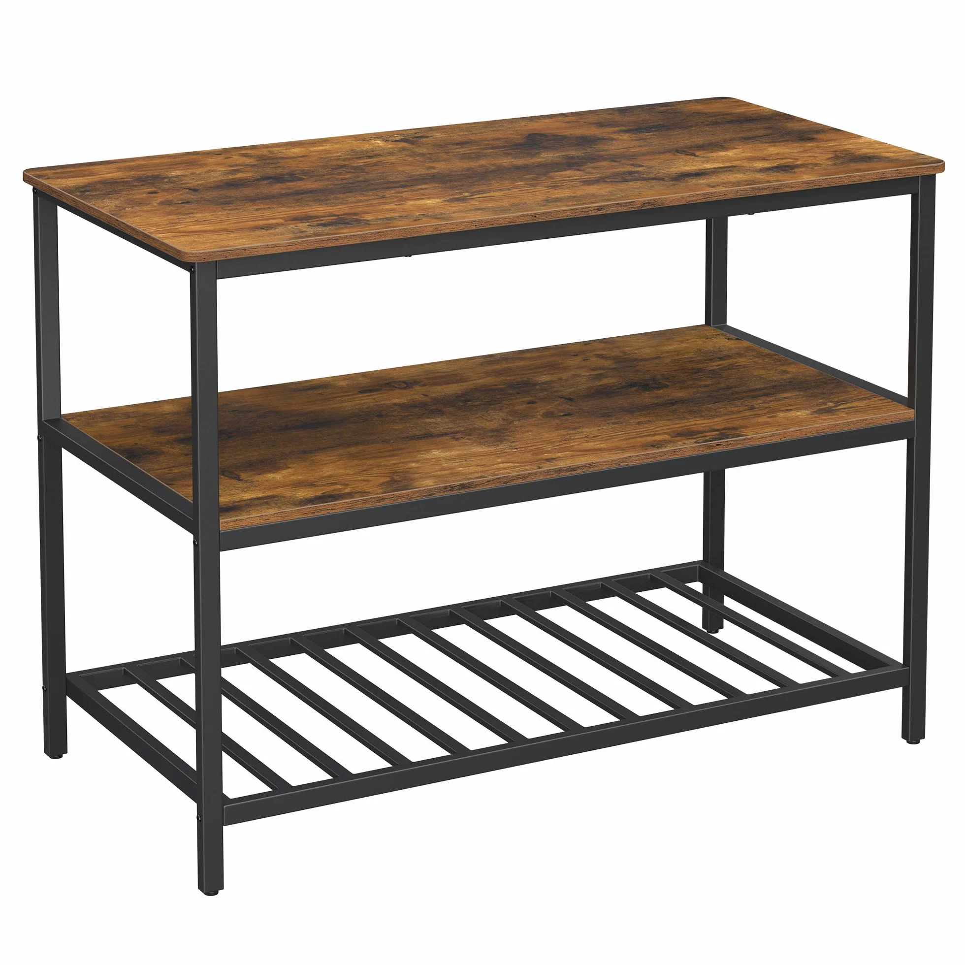 VASAGLE Wyspa Kuchenna z Blatem 120x60x90 cm Metalowa Rama Vintage Brązowo-Czarny